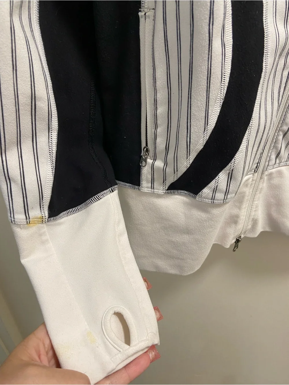 lululemon athletica White and Black Curved-Panel Zip Jacket